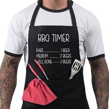 Funny BBQ Apron Novelty Aprons Cooking Gifts for Men BBQ Timer