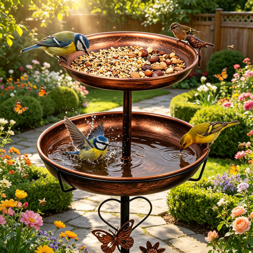Upgraded tall bird bath with - upgraded,