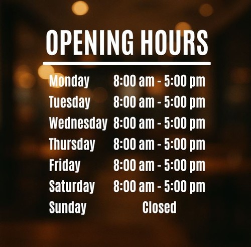 Opening hours personalised - opening,