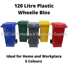 NEW 120 Litre Plastic Wheelie Bin for Waste Management & Recycling - 5  Colours