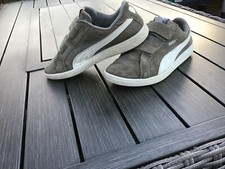 Boys Puma real leather trainers size 34,5 / 2 UK green, good condition!