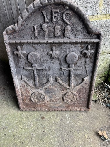 Antique cast iron fire back - iron,