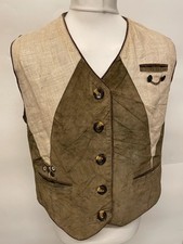 Mens Linen Waistcoat M Beige