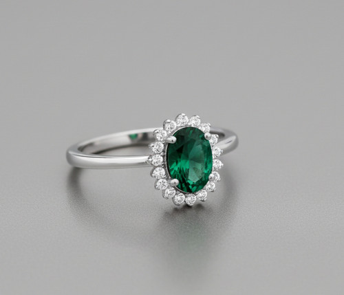 Sterling silver emerald ring - silver,