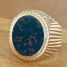 9ct Gold & Bloodstone Signet  Ring ~  Size  U ~ 8g ~ London 1964 ~Fab!