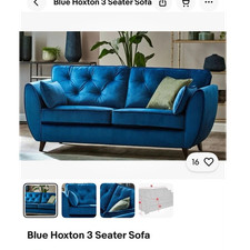 Scs blue velvet seater sofa - blue,