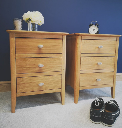 Pair oak jumbo bedside tables - jumbo,