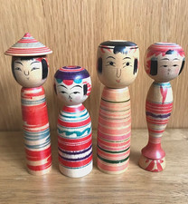 Japanese Kokeshi doll x4, hat