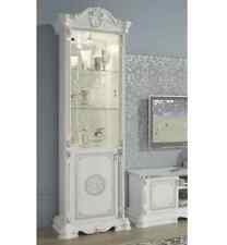 Greta Italian White/Silver High Gloss 1 Door Display Cabinet & Diamanté Inserts