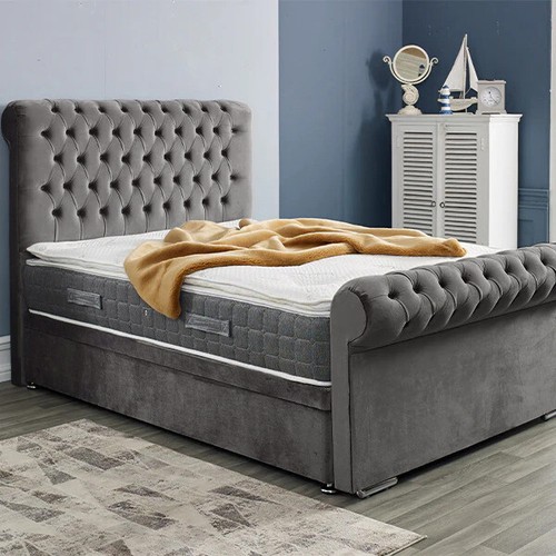 Sleigh bed frame - frame, velvet