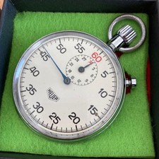 Heuer Vintage Silver Hand-Wind Stopwatch White Dial Used From Japan