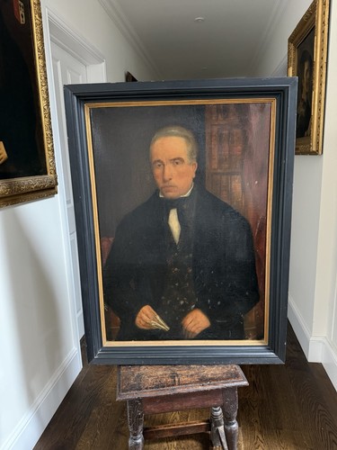 Large antique oil portrait - oil,