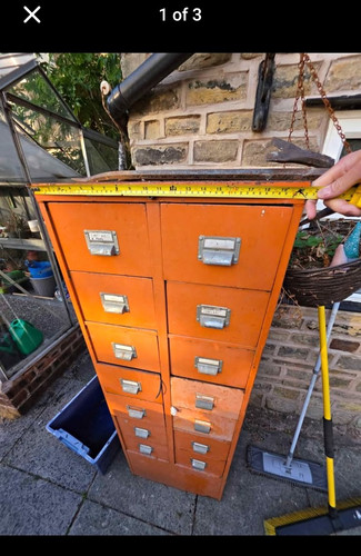 Orange metal drawer - metal, 14-drawer