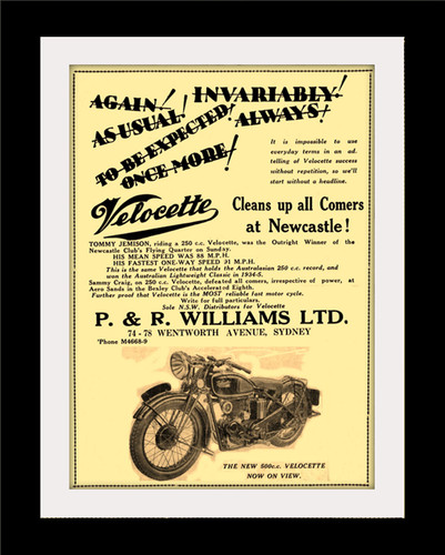 Velocette motorcycle advert - velocette,