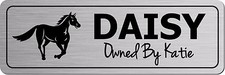 Personalised Metal Horse Door Sign Stable Plaque Custom Name Plate Gold Silver