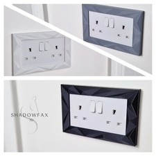 self adhesive plug socket cover surround finger plate 2 PACK Black/White