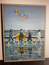 Framed Peter Adderley "Day Tripper" Canvas Print Hand-Embellished ~23"x17"