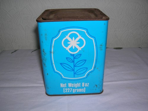Vintage tea caddy tin 8oz - vintage,