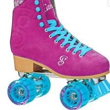 Candi Girl Raspberry Purple Suede Carlin Quad Roller Derby Skates Size 6