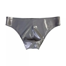 Men Gray Latex Rubber Tight Briefs Underwear Fetish ClubWear Handmade BDSM 0.4mm