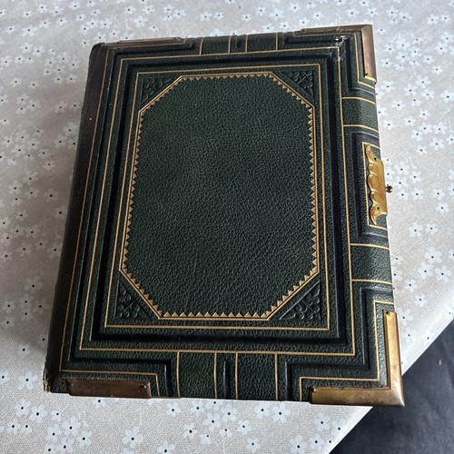 Victorian brass leather bound - brass,