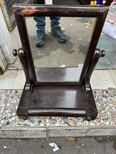 Vintage Old Dressing Table Mirror Mahogany Veneer Drawer 