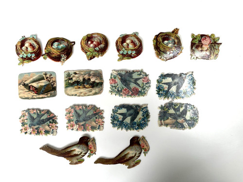 Victorian die cut - scraps, birds