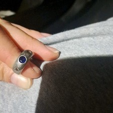 YSL Yves Saint Laurent Ring Size 6 Blue Rhinestones Aquamarine 925 Silver Dome