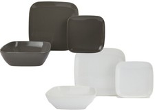 12Pc Dinner Set Square Stoneware Crockery Tableware Dinning Plates Bowls for 4