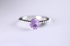 Genuine Pandora Sterling Silver Purple Amethyst Star Ring 190826AM - Size 55