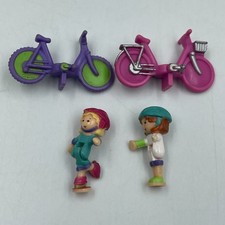 Vintage • Polly Pocket 1994 • Bicycle Friends 2 x Figures & 2 x Bikes • Bluebird