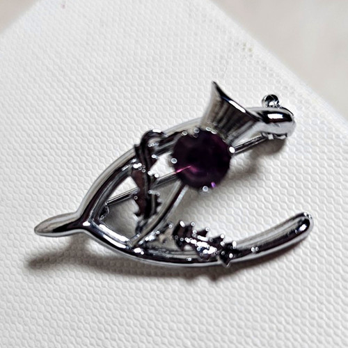 Silver tone flower brooch pin - tone,