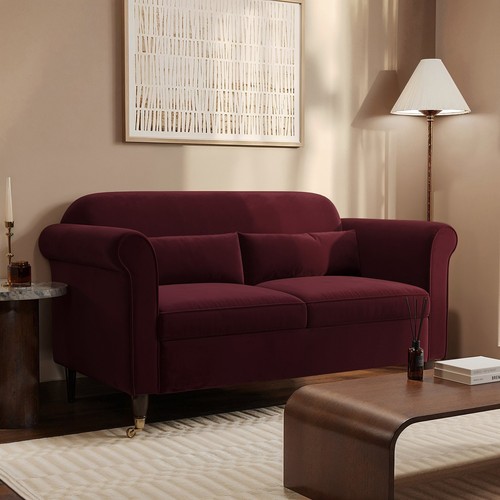 Burgundy velvet seater - 2,