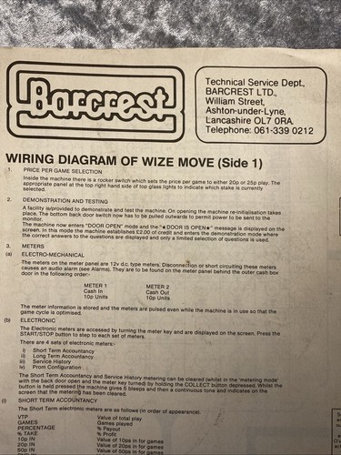 Barcrest wize move wiring - move,