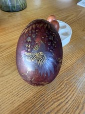 Papier Mache Vintage Japanese Easter Egg With Gorgeous Hand Painted Hen Design