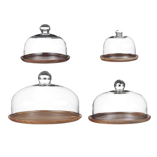 Wooden cake stand with dome - wooden,
