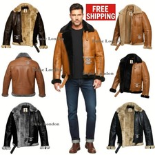 Men's B3 Raf Real Sheep Skin Leather Jacket Aviator Flying Bomber Coat Strong 