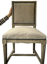 ANTIQUE FRENCH SALON CHAIR LOUIS XVI RECENTLY RE-UPHOLSTERED LATE 18TH C