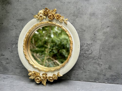 Round wall mirror cream frame - wall,