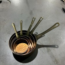 Set of 5 Vintage Copper Sauce Pans Mini Pans