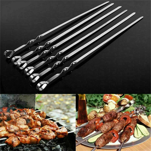 12x bbq chrome skewers metal - chrome,