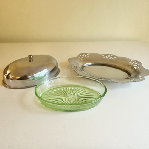 Uranium glass butter dish - uranium,