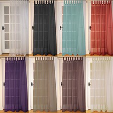 Pair Of New Tab Top (2 Panels) Woven Voile Net Curtain Panels With FREE UK POST
