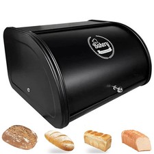 Extra Large Metal Bread Box Roll Top Bin Storage Loaf Kitchen Counter Organiser