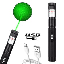 Visible Beam USB Rechargeable Green Laser Pointer Pen flashlight Torch Lazer