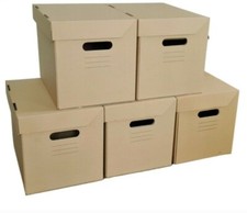5 x IKEA Strong Filing A4 Archive Cardboard Storage Boxes With Lids & Handles