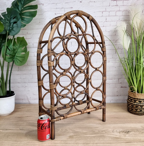 Vintage bent bamboo wine rack - bamboo,