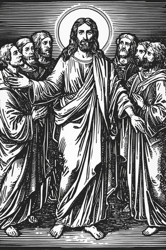 Jesus christ woodcut - jesus, print