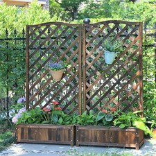 Large Wooden Garden Planter Box Trellis Planter Flower Pot Stand w Climbing Grid