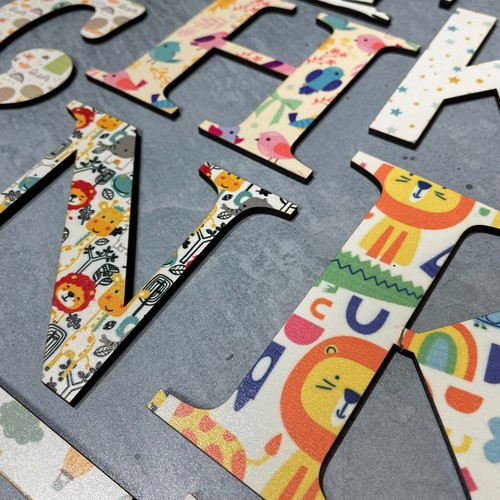 Printed pattern wooden - , letters